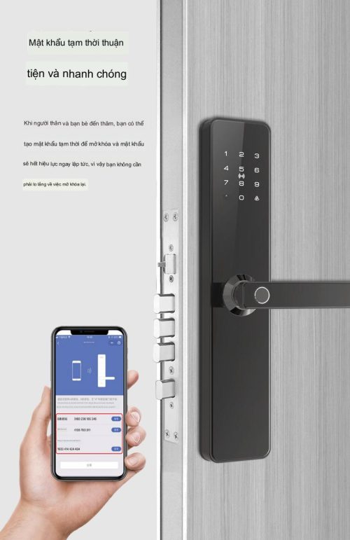 Khoá vân tay cửa gỗ GTL8 loại to 5 chấu - Ảnh 3