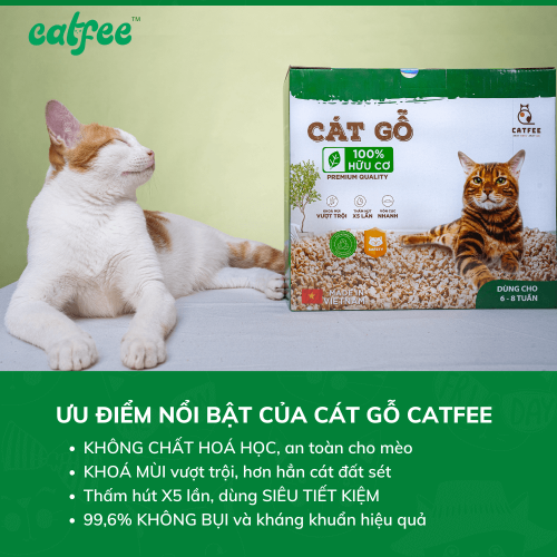 Cát gỗ cho mèo hương Gỗ tự nhiên Catfee™ - 6L - Hình ảnh 4