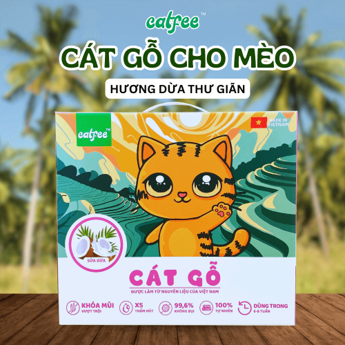 Cát gỗ cho mèo hương Sữa Dừa Catfee™ - 9L - Hình ảnh 2