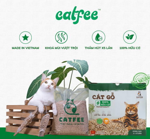 Cát gỗ cho mèo hương Sữa Dừa Catfee™ - 9L - Hình ảnh 3